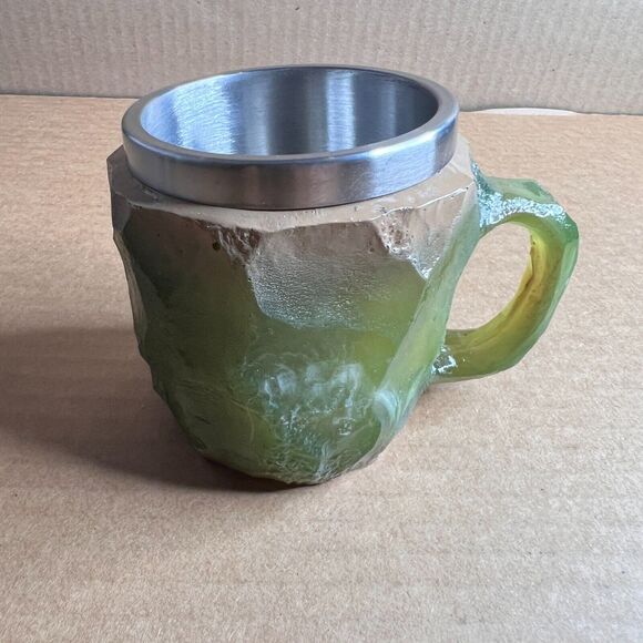 Plastic Faux Mineral Crystal Coffee Cups 4‎ OUNCES Novelty Stainless Steel SET/4 - Picture 3 of 14